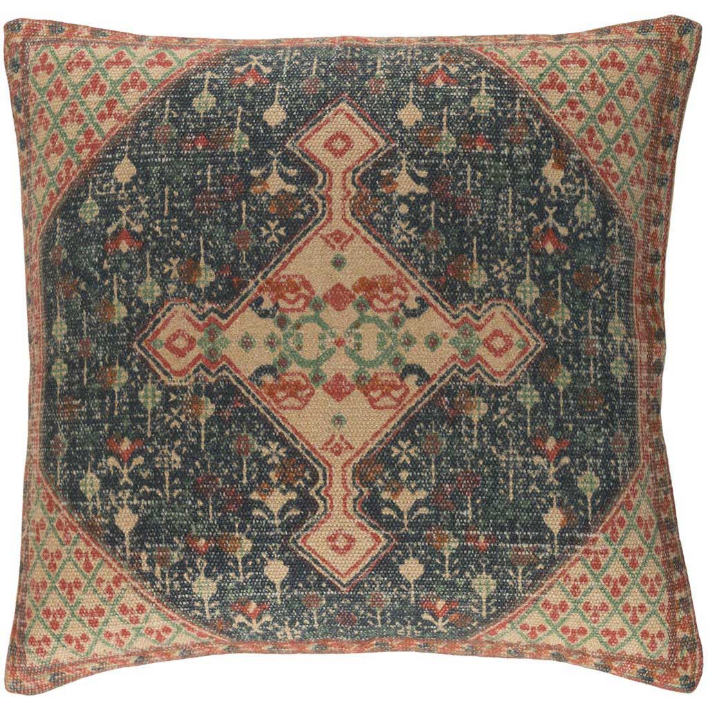 Shadi Khaki/Dark Blue/Bright Orange Pillow