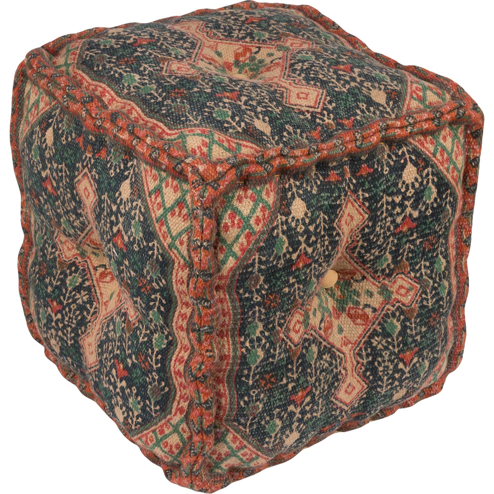 Shaikha Pouf Khaki/Dark Blue/Bright Orange