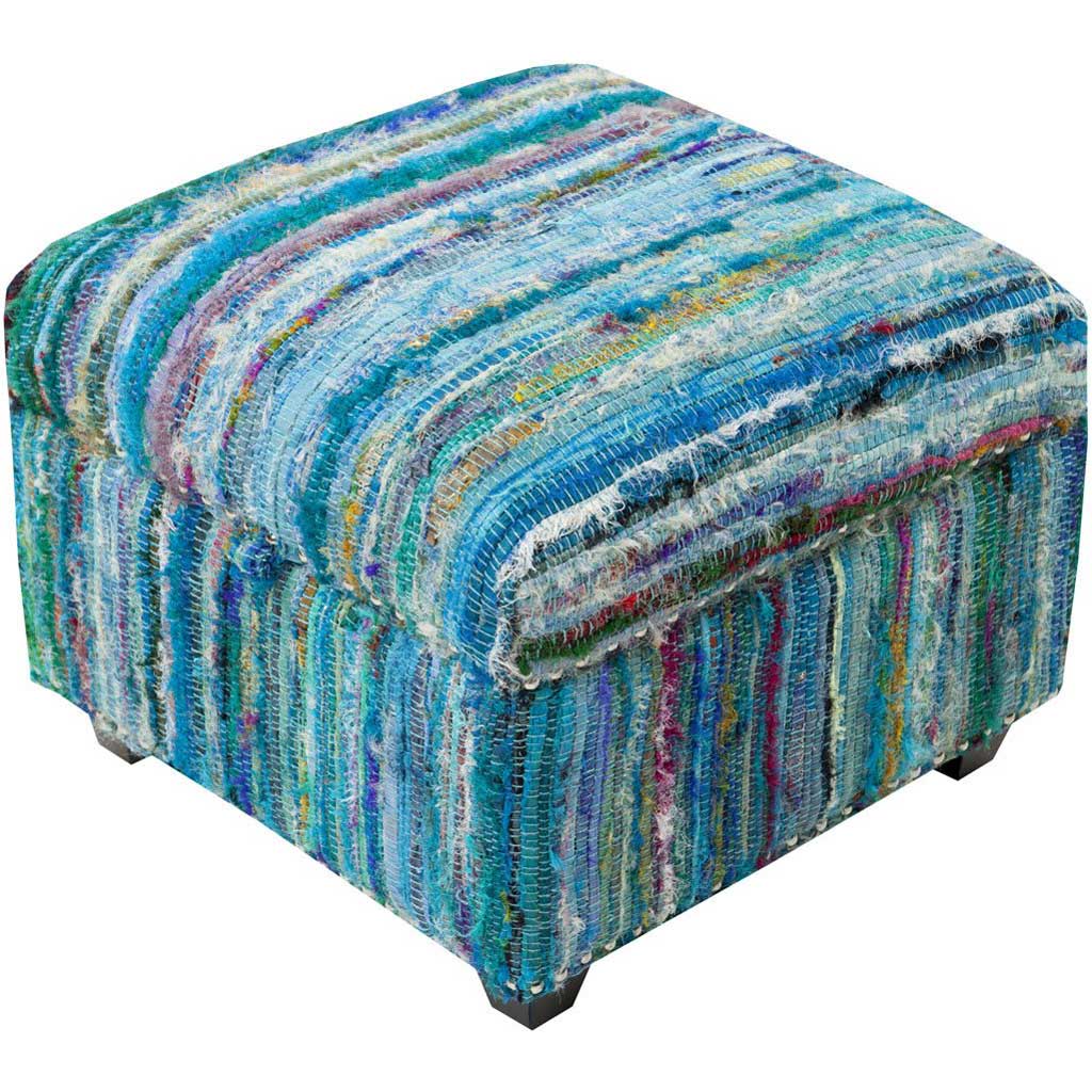 Saturday Night Aqua/Teal/Cobalt Ottoman