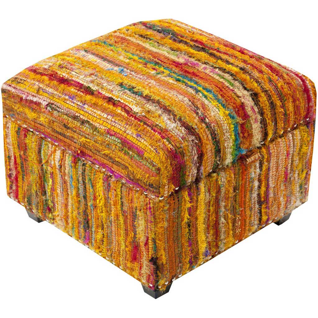Saturday Night Poppy/Gold/Cherry Ottoman
