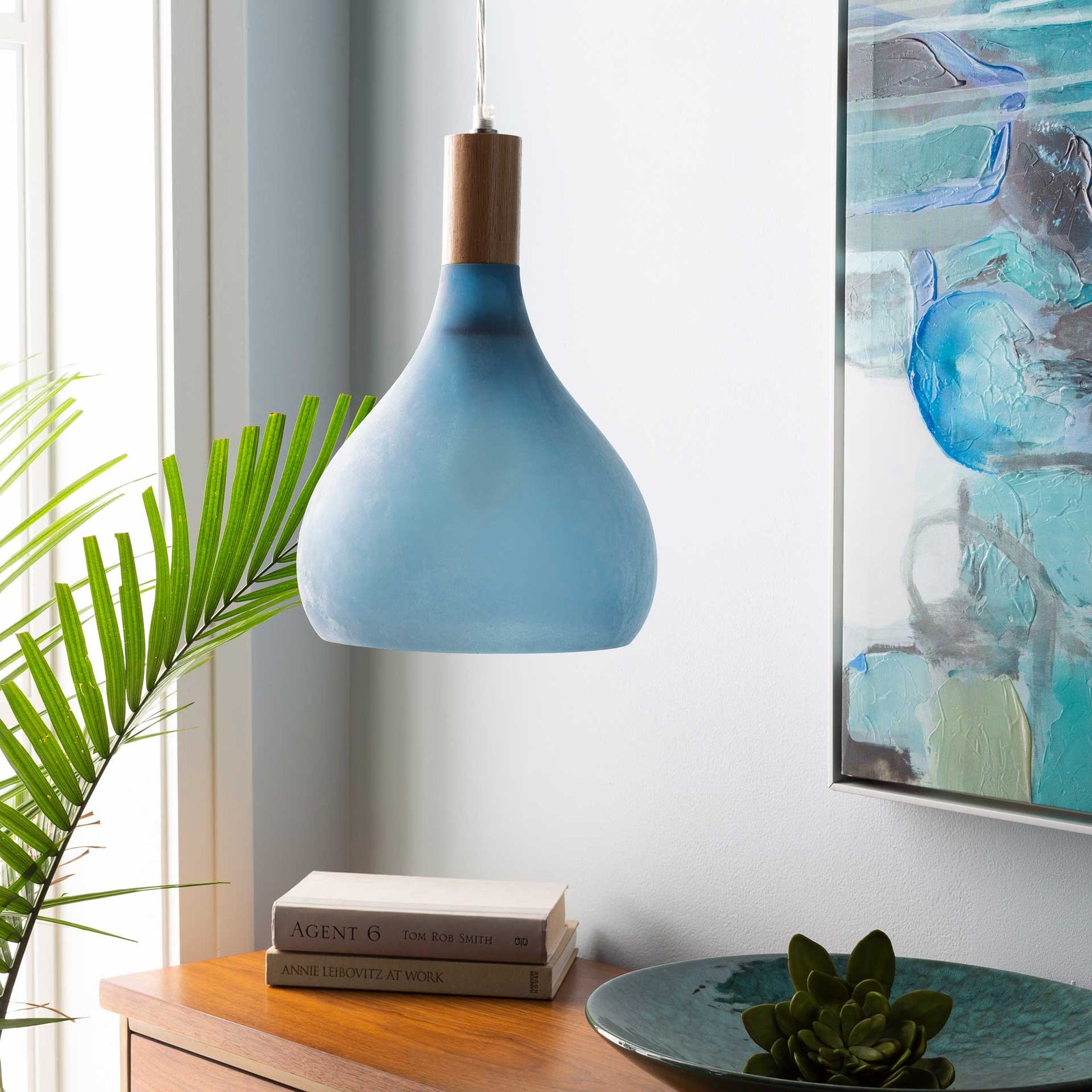 Stockton Round Pendant Denim/Teal