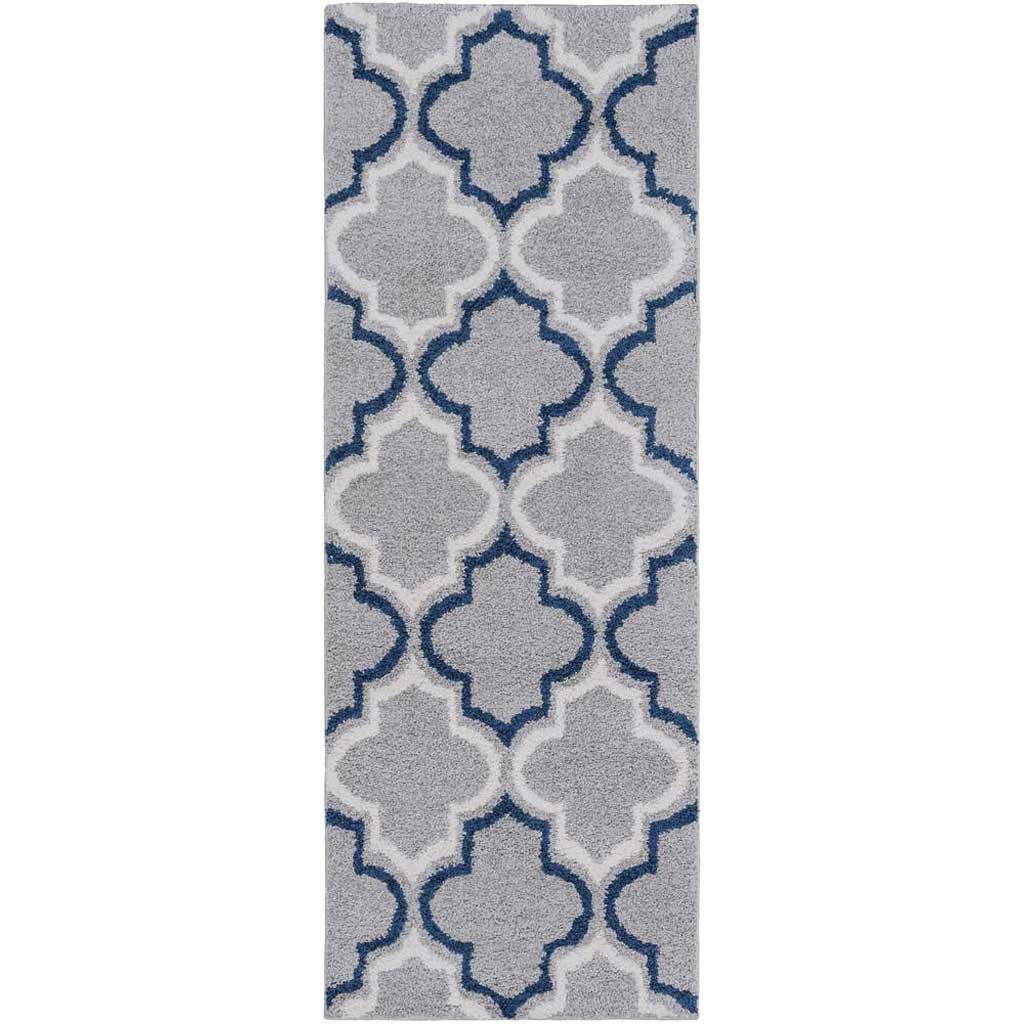 Swift Light Gray/Cobalt/Ivory Runner Rug