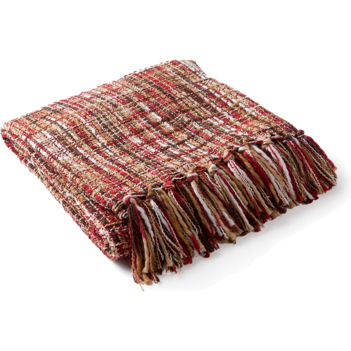 Tajhari Throw Bright Red/Tan/White