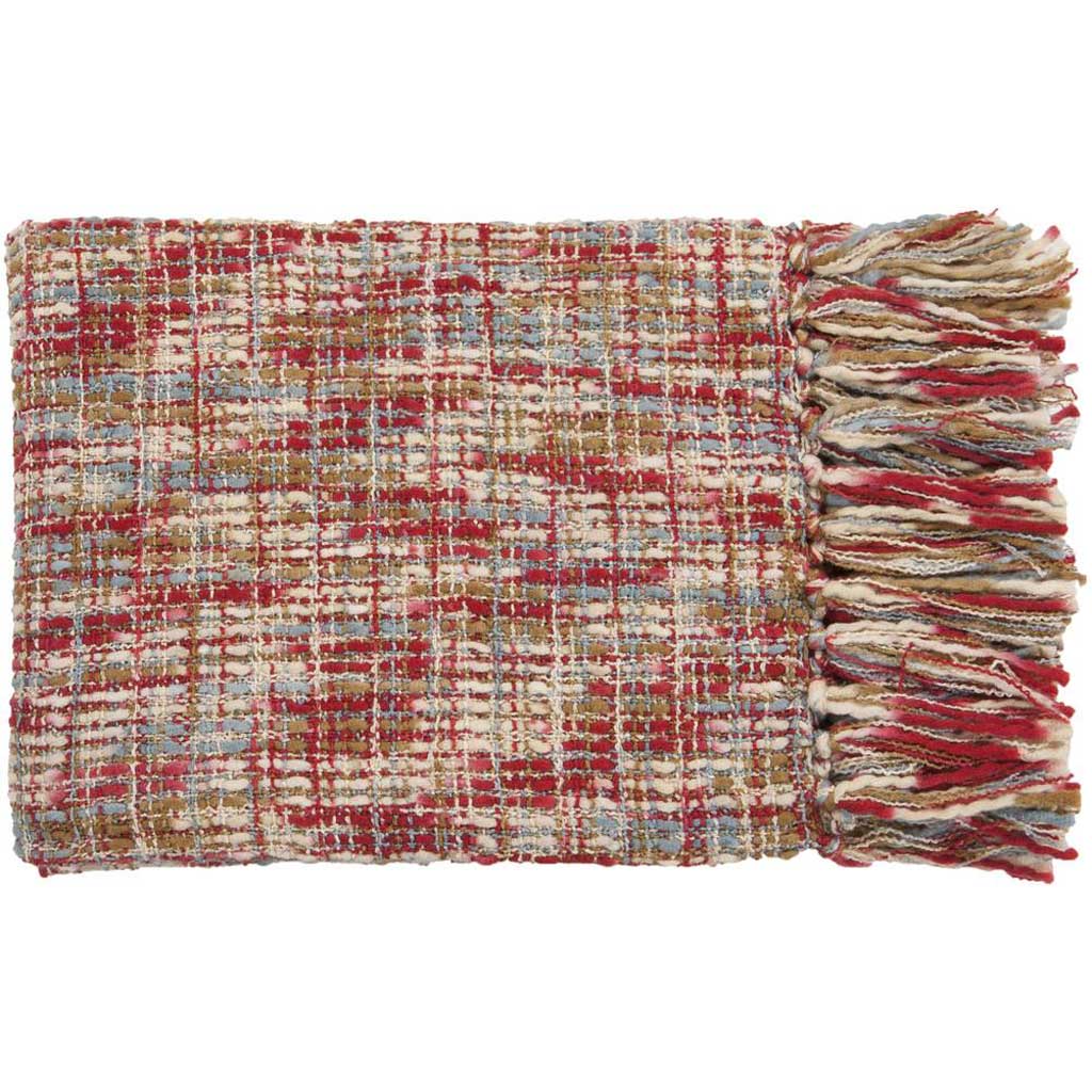 Tabitha Textural Blue/Neutral/Red Throw