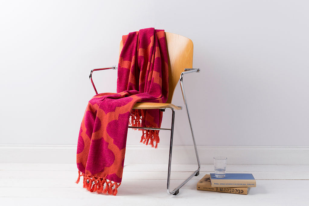 Trellis Geometric Red Throw