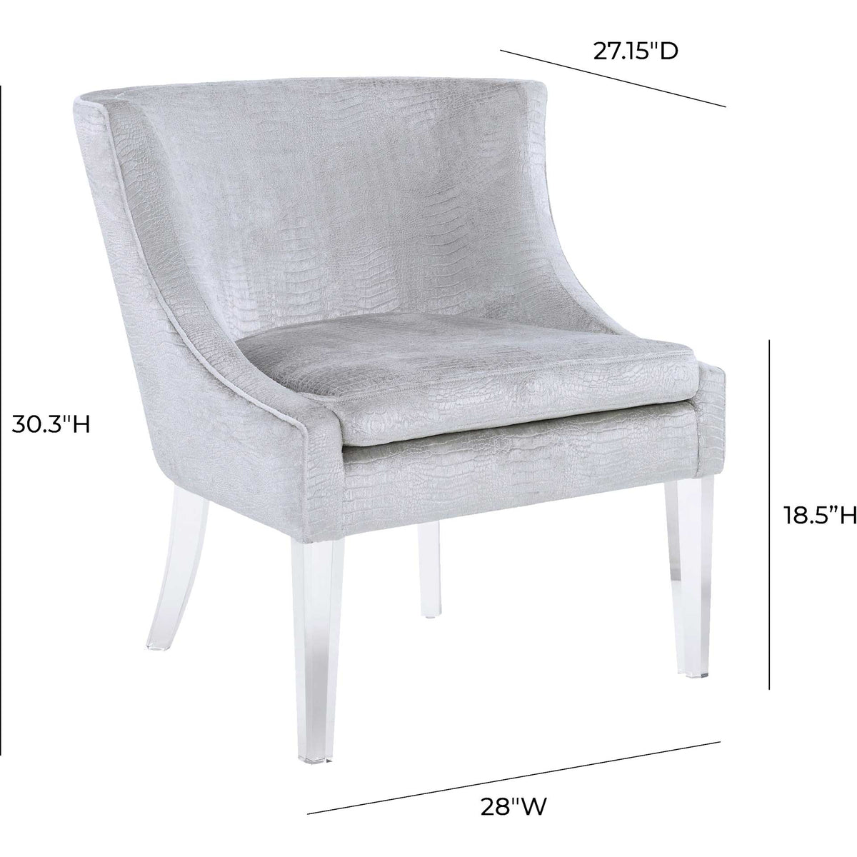 Myrtis Croc Chair Silver