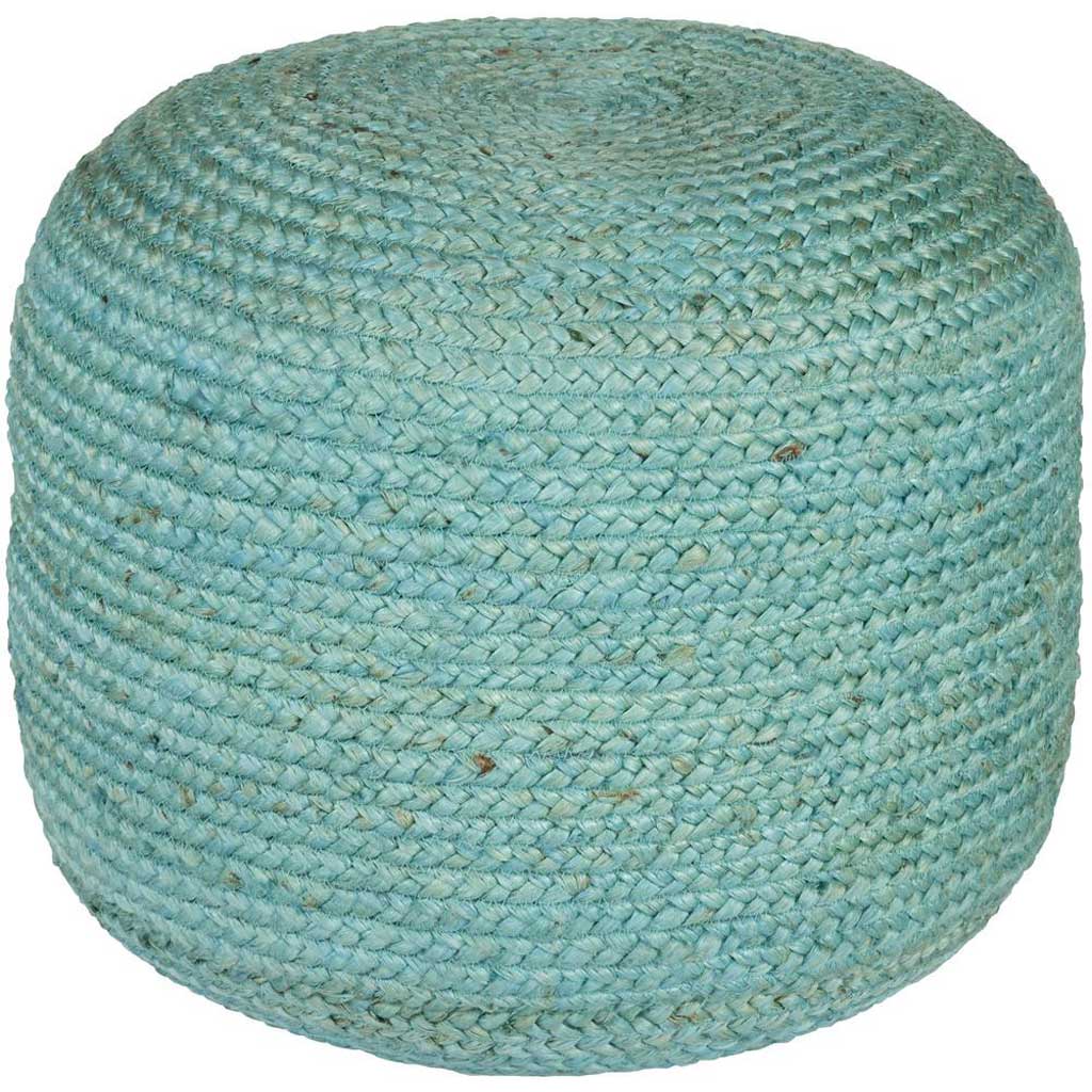 Tropics Solid Teal Cylinder Pouf