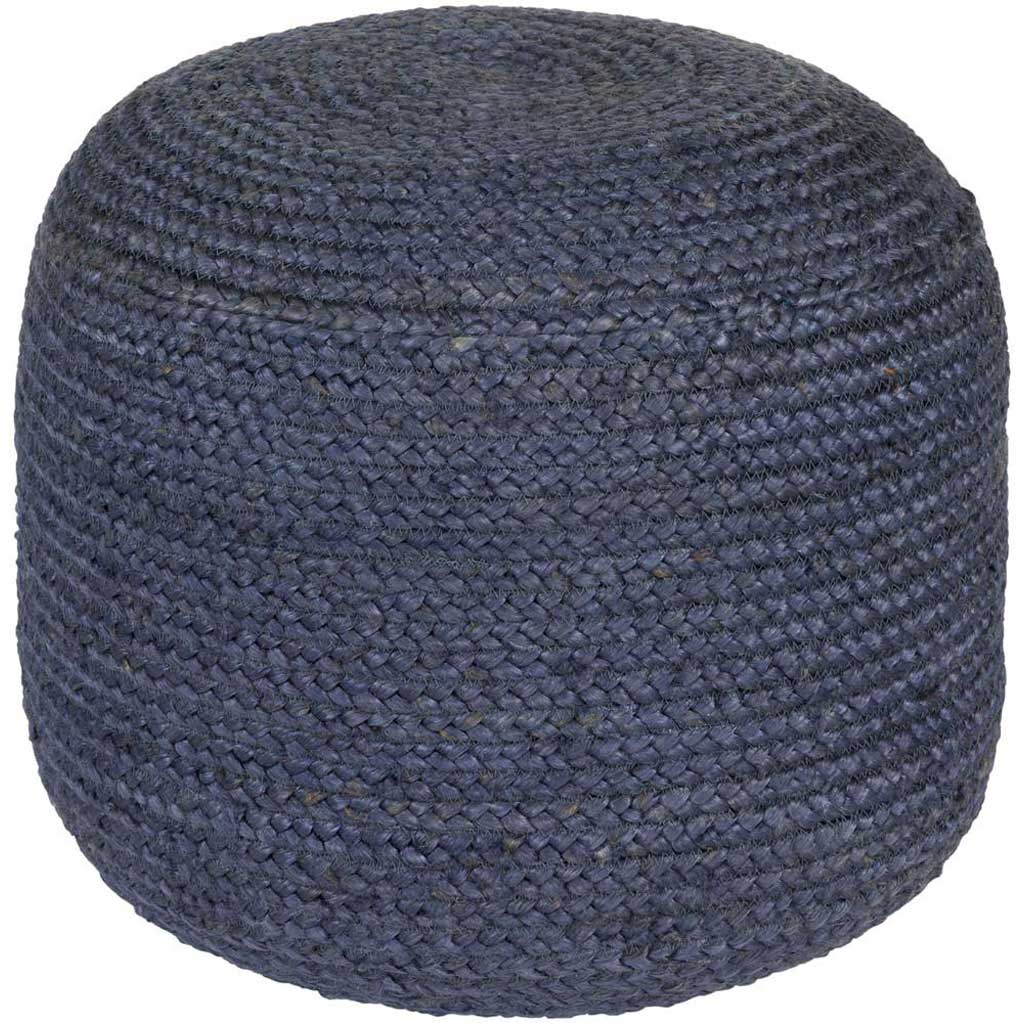 Tropics Solid Navy Cylinder Pouf