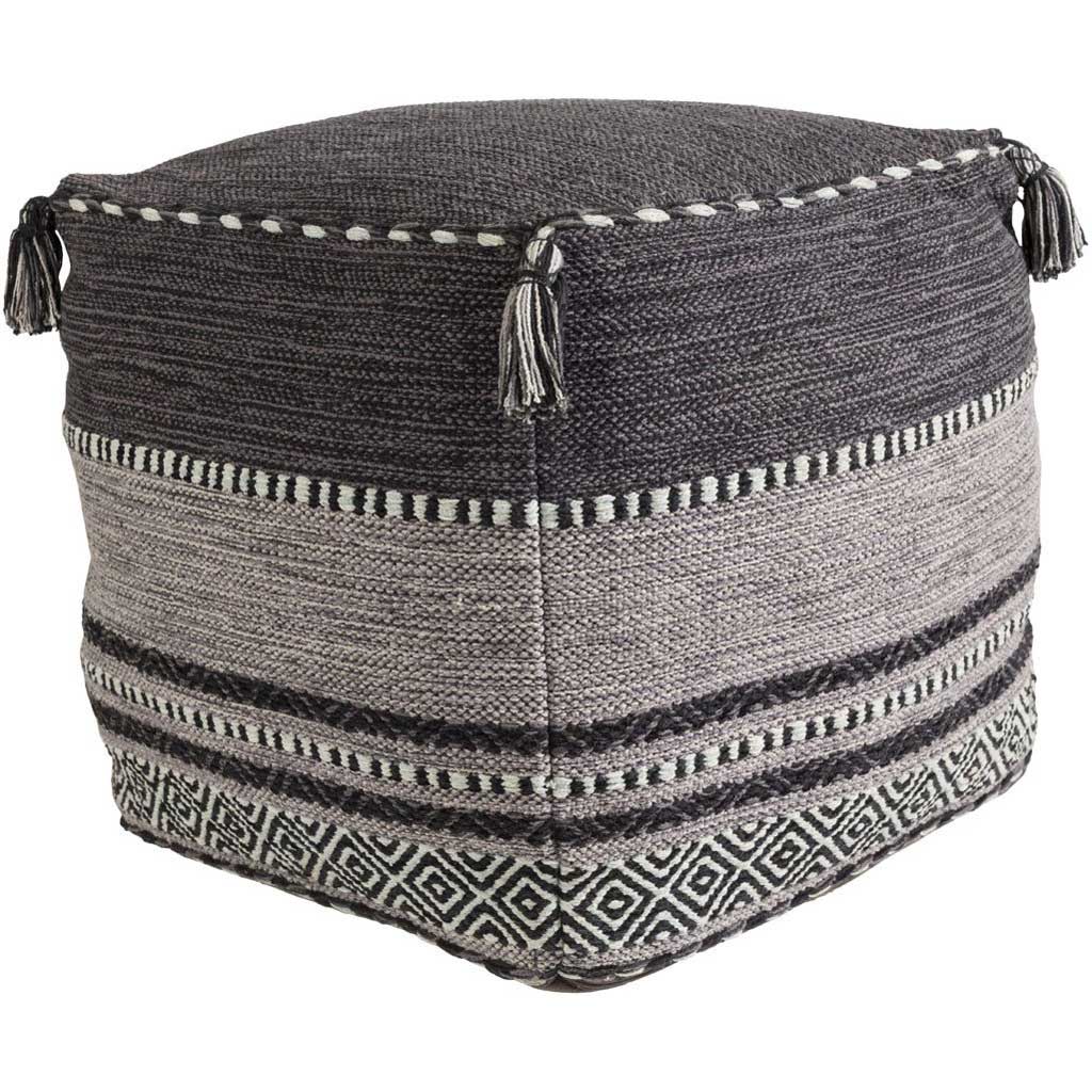 Trenza Cube Black/Charcoal/Light Gray Pouf
