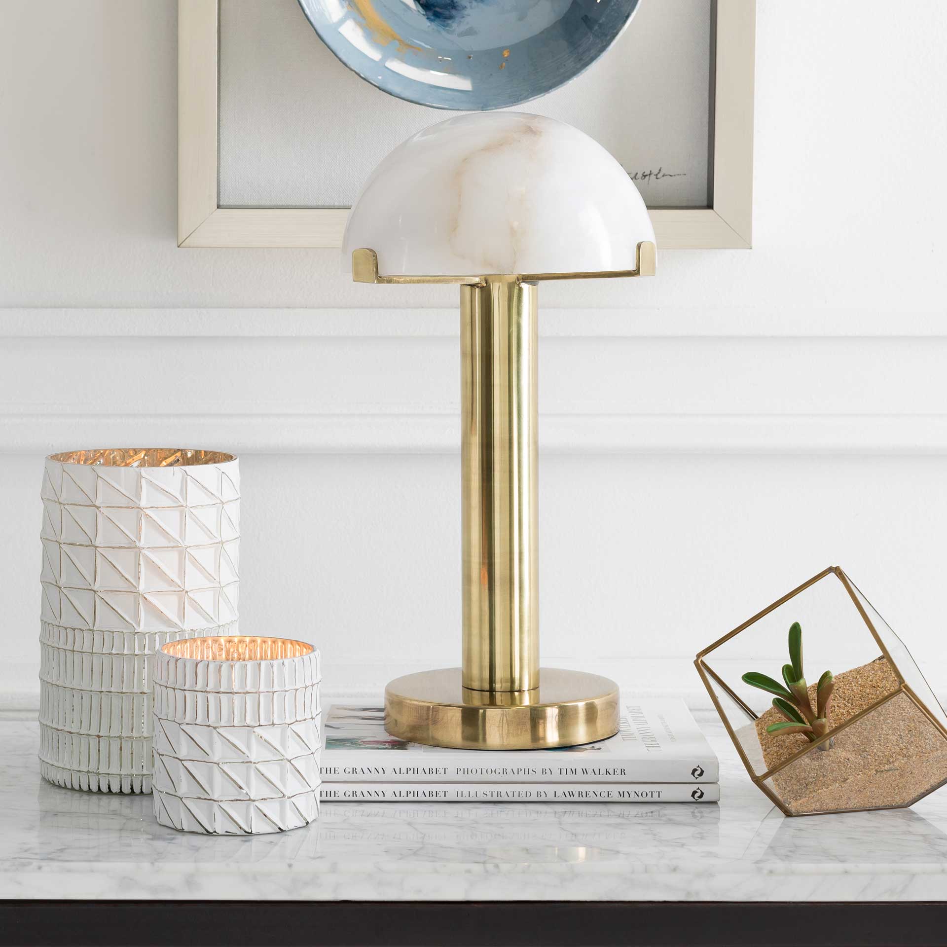 Una Table Lamp Brass/White