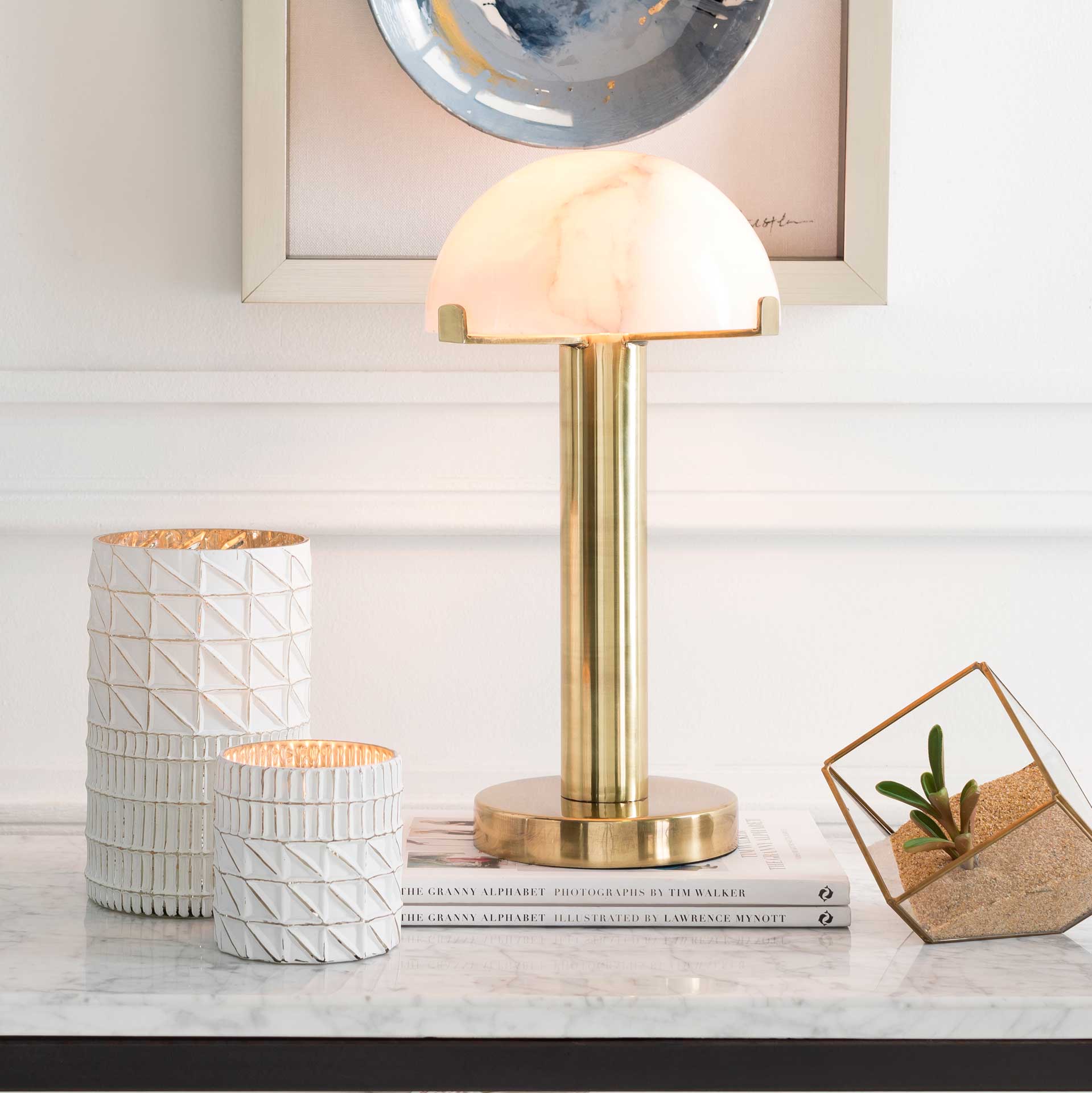 Una Table Lamp Brass/White