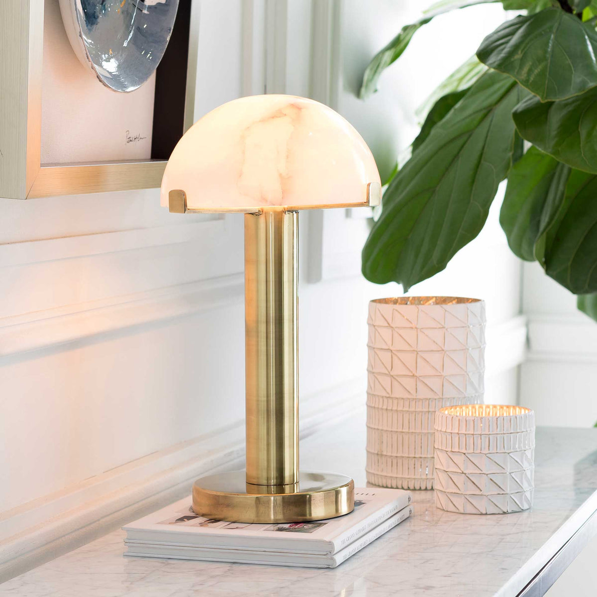 Una Table Lamp Brass/White