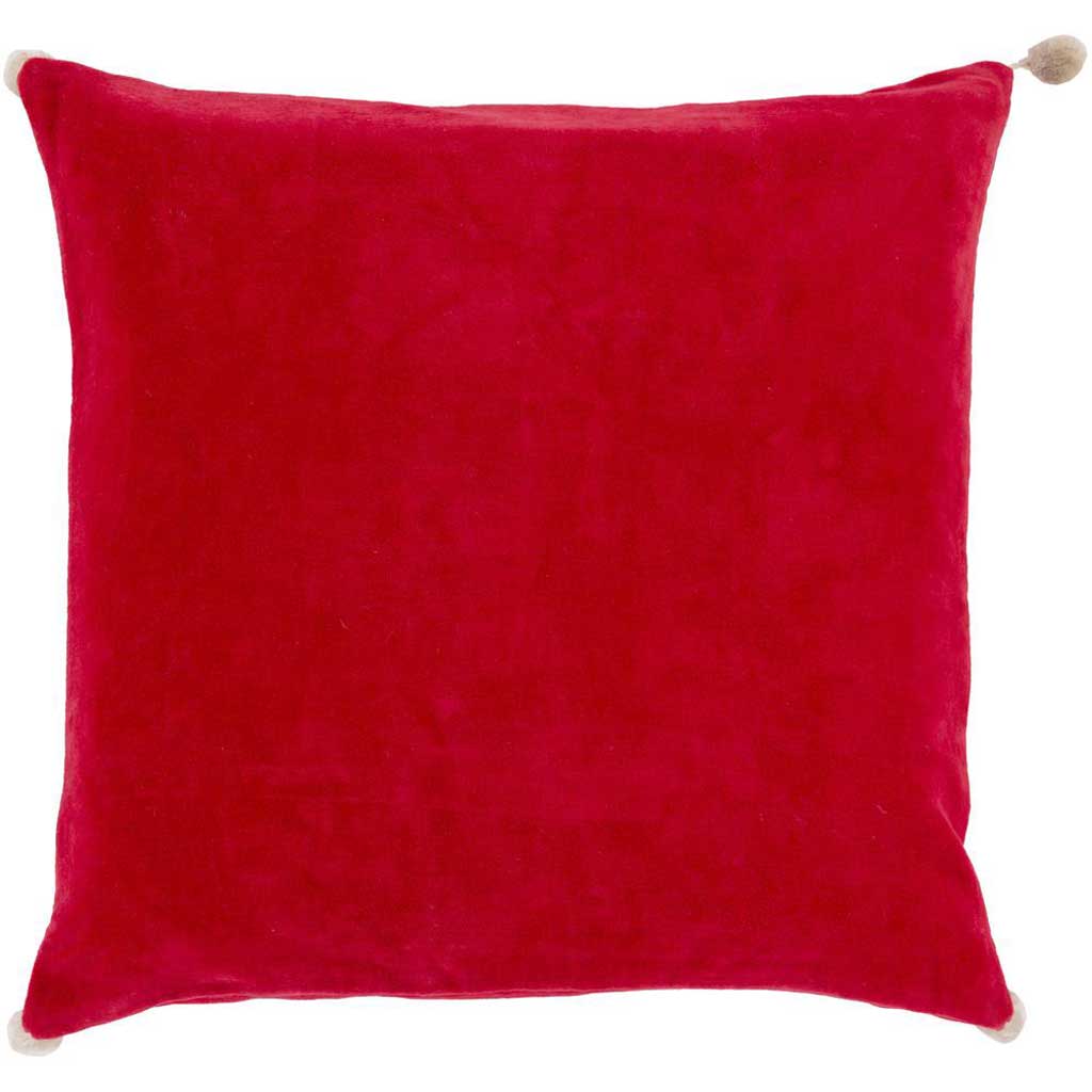 Vivacious Velvet Poppy/Light Gray Pillow