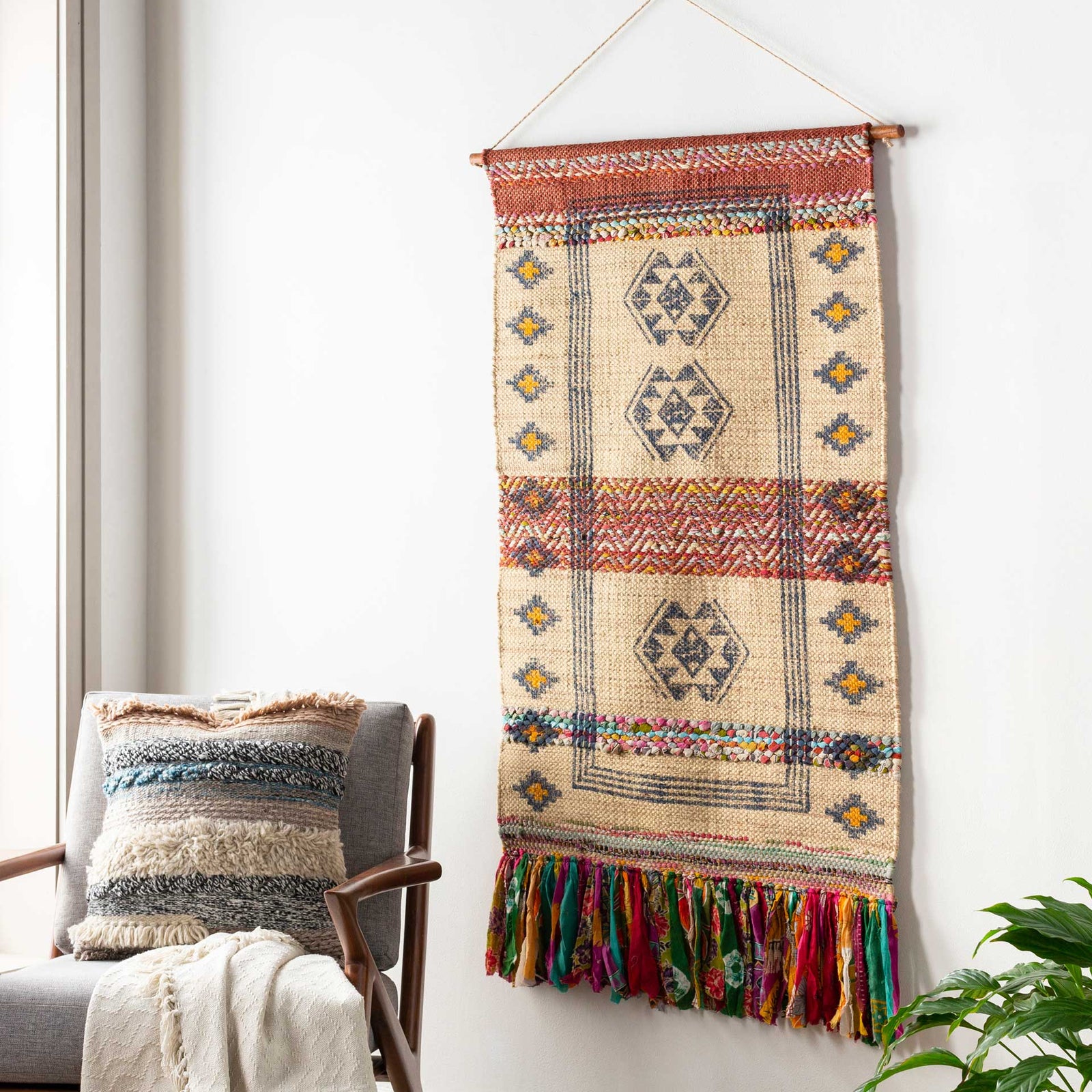 Zeke Wall Hanging Wheat/Navy/Rust