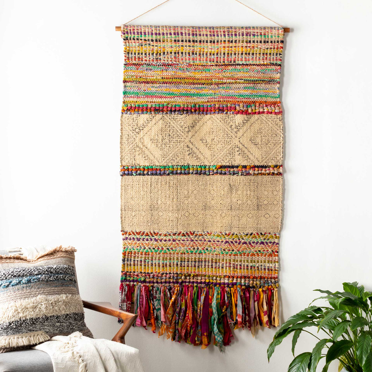 Zeke Wall Hanging Wheat/Charcoal/Navy