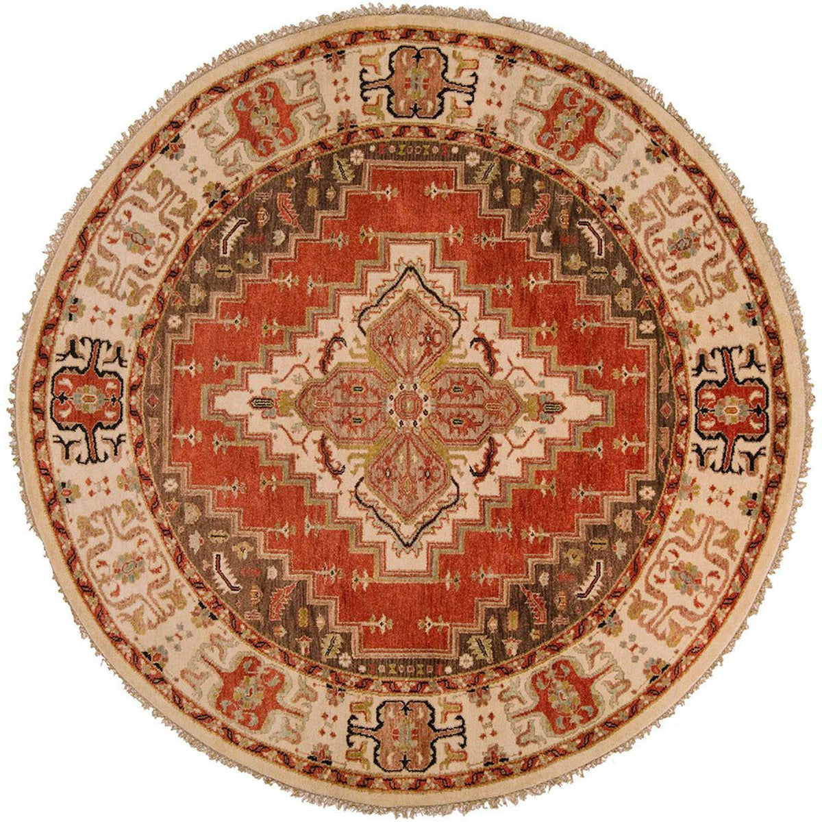 Zeus Rust/Beige Round Rug - Froy.com
