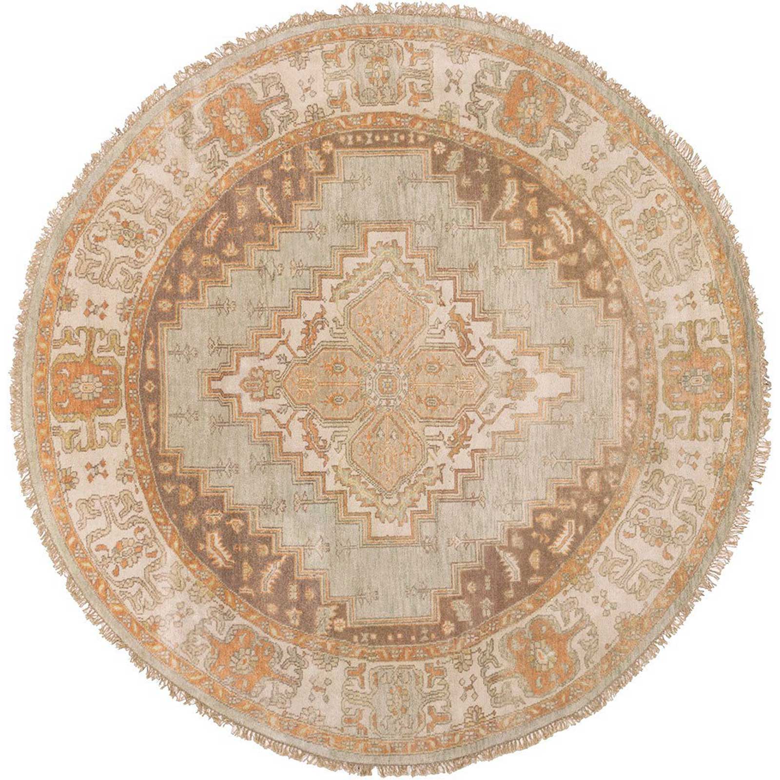 Zeus Light Gray/Chocolate Round Rug
