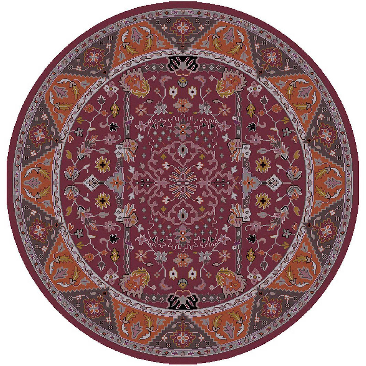 Zeus Purple/Orange Round Rug - Froy.com
