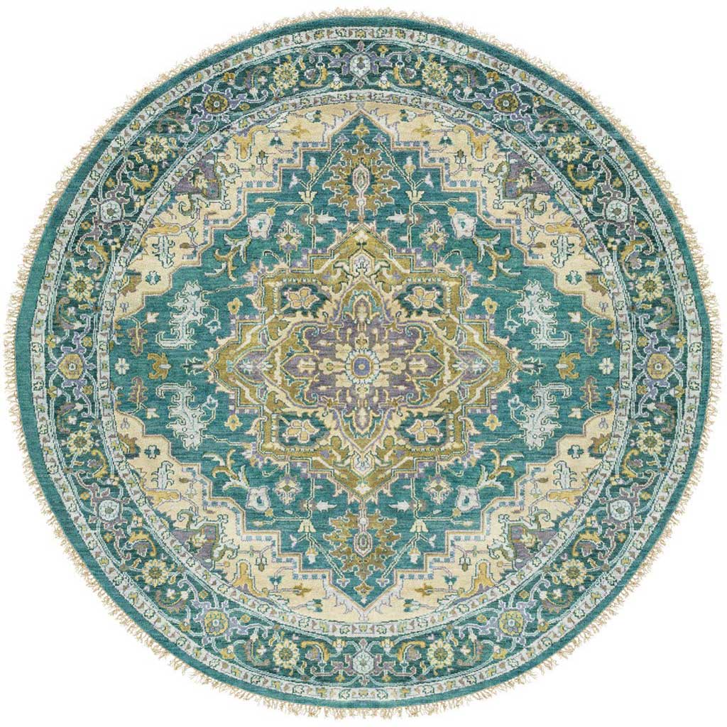 Zeus Teal/Olive Round Rug