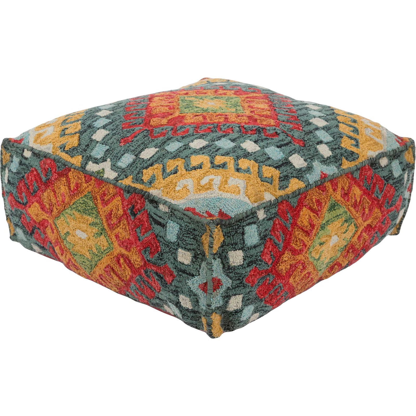 Zac Pouf Sage/Charcoal/Bright Red