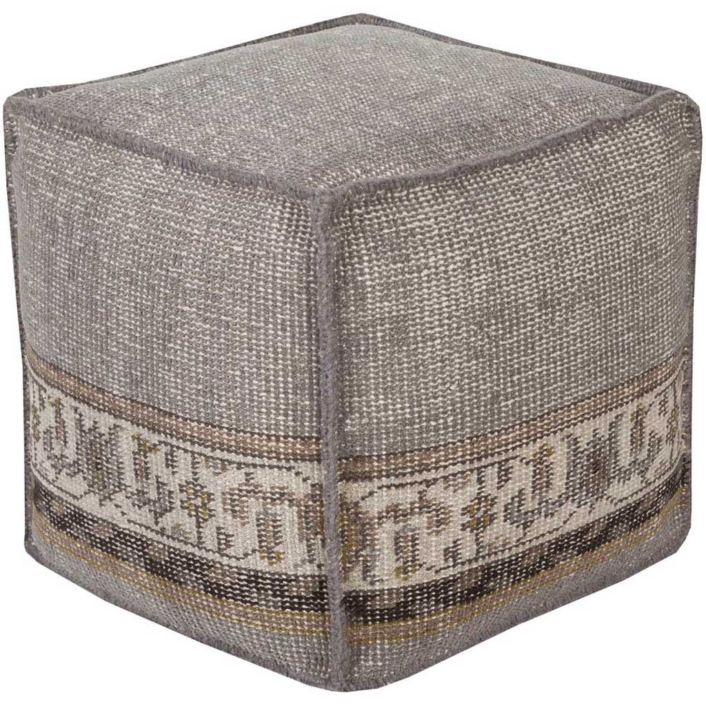Zahara Gray/Olive Cube Pouf