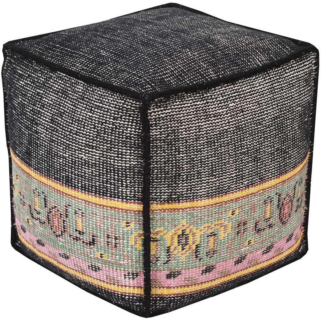 Zahara Charcoal/Sea Foam Cube Pouf