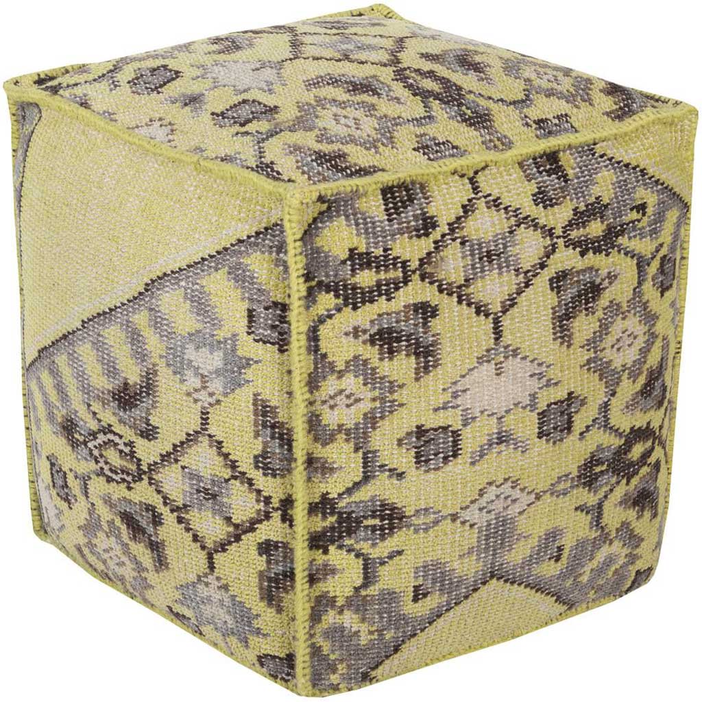 Zahara Ikat Lime/Chocolate Cube Pouf