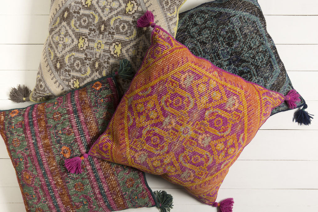 Vintage Heirloom Magenta/Burnt Orange Pillow